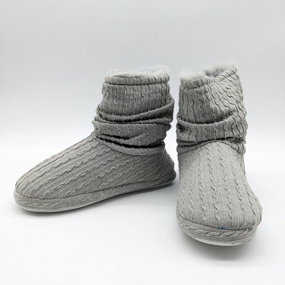 CHARTER CLUB Slouchy fur lined women's bootie slippers - GRAY - XL (11-12) - Picture 4 of 16